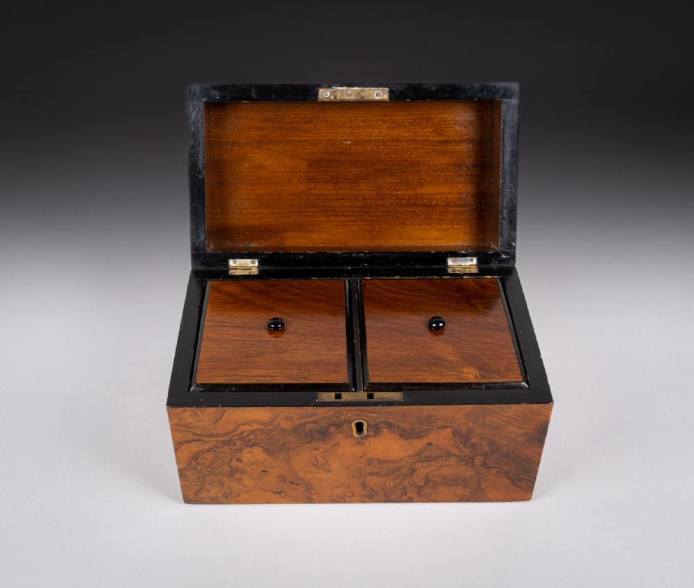Victorian Walnut Dome Top Tea Caddy With Fitted Interior View IV