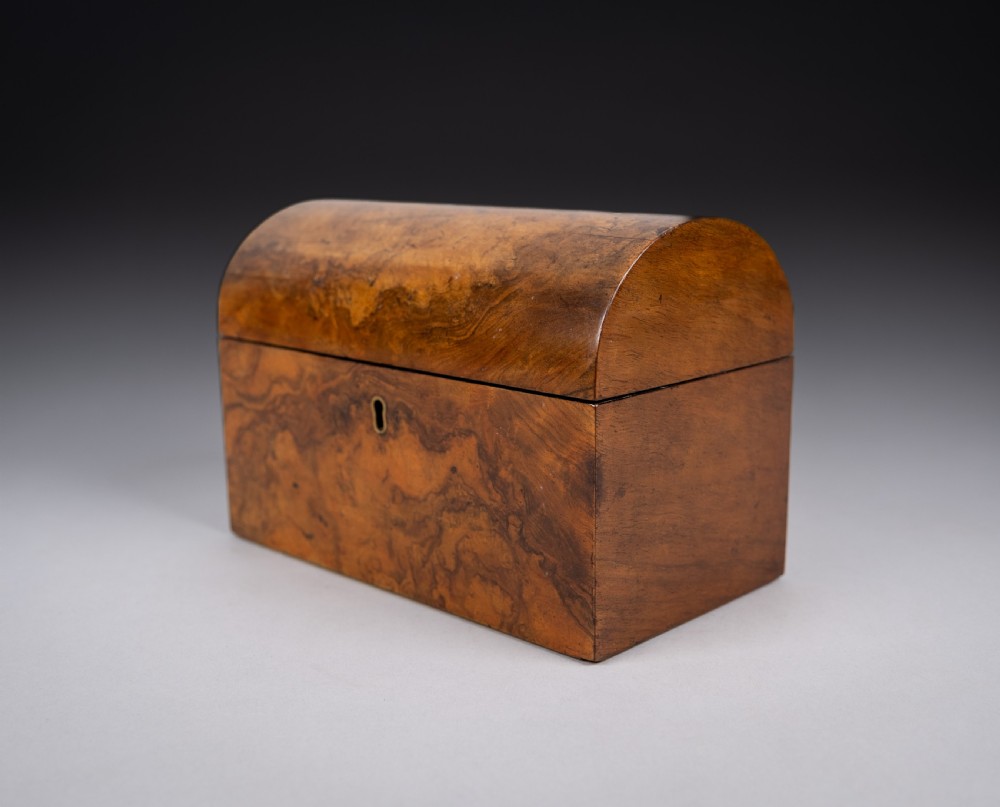 Victorian Walnut Dome Top Tea Caddy With Fitted Interior View VI