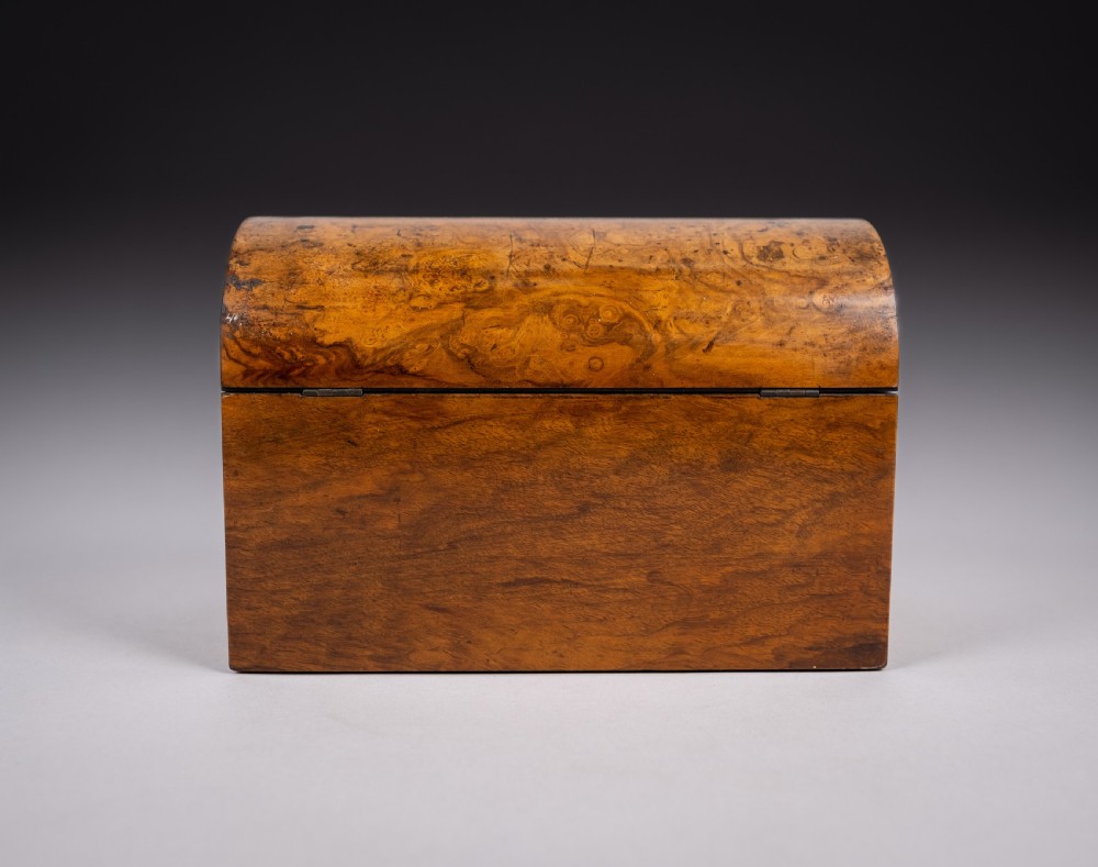 Victorian Walnut Dome Top Tea Caddy With Fitted Interior View VIII