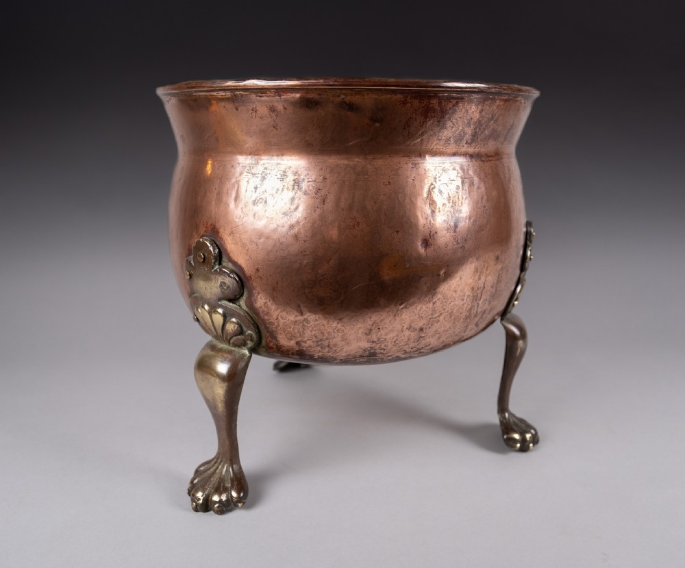 19th Century Copper Cauldron Jardiniere With Brass Paw Feet View IV