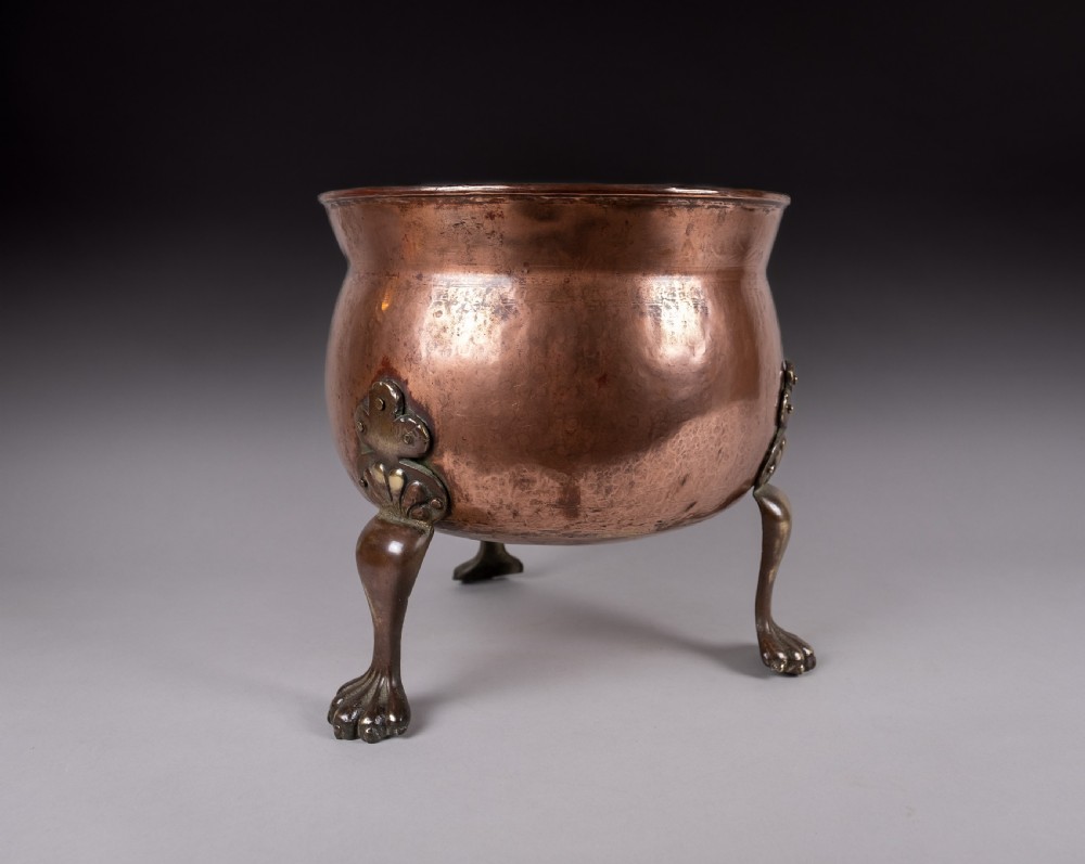 19th Century Copper Cauldron Jardiniere With Brass Paw Feet View VII