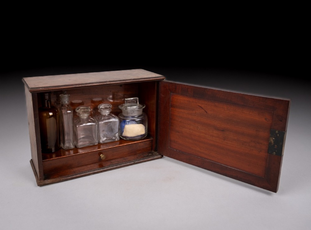 19th Century Mahogany Apothecary Cabinet With Key