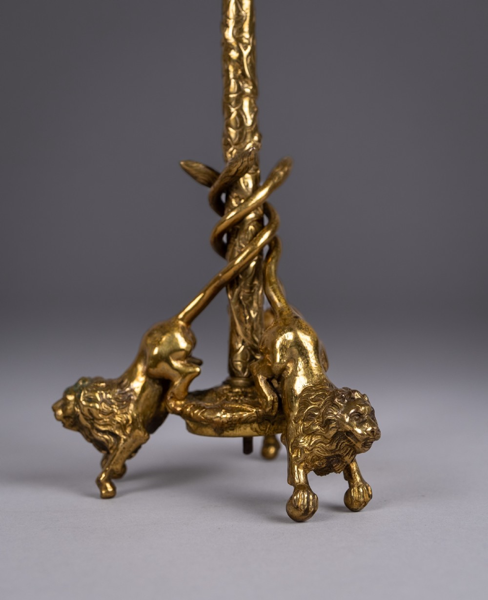 Pair Of Gilt Bronze French Candlesticks, c.1900 View III
