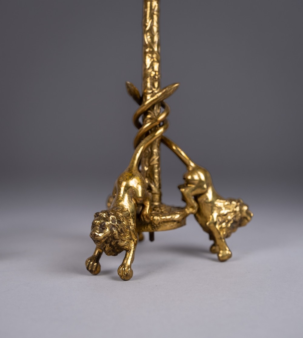 Pair Of Gilt Bronze French Candlesticks, c.1900 View IV