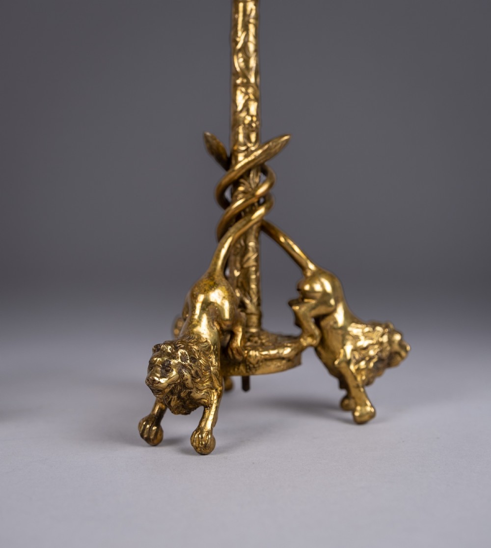 Pair Of Gilt Bronze French Candlesticks, c.1900 View VII