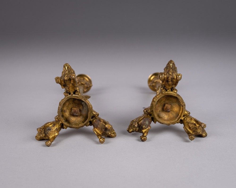 Pair Of Gilt Bronze French Candlesticks, c.1900 View XI