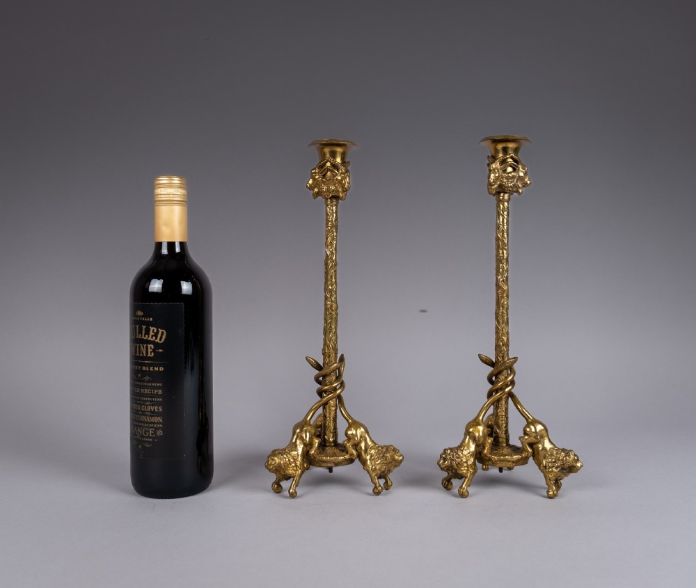 Pair Of Gilt Bronze French Candlesticks, c.1900 View XII