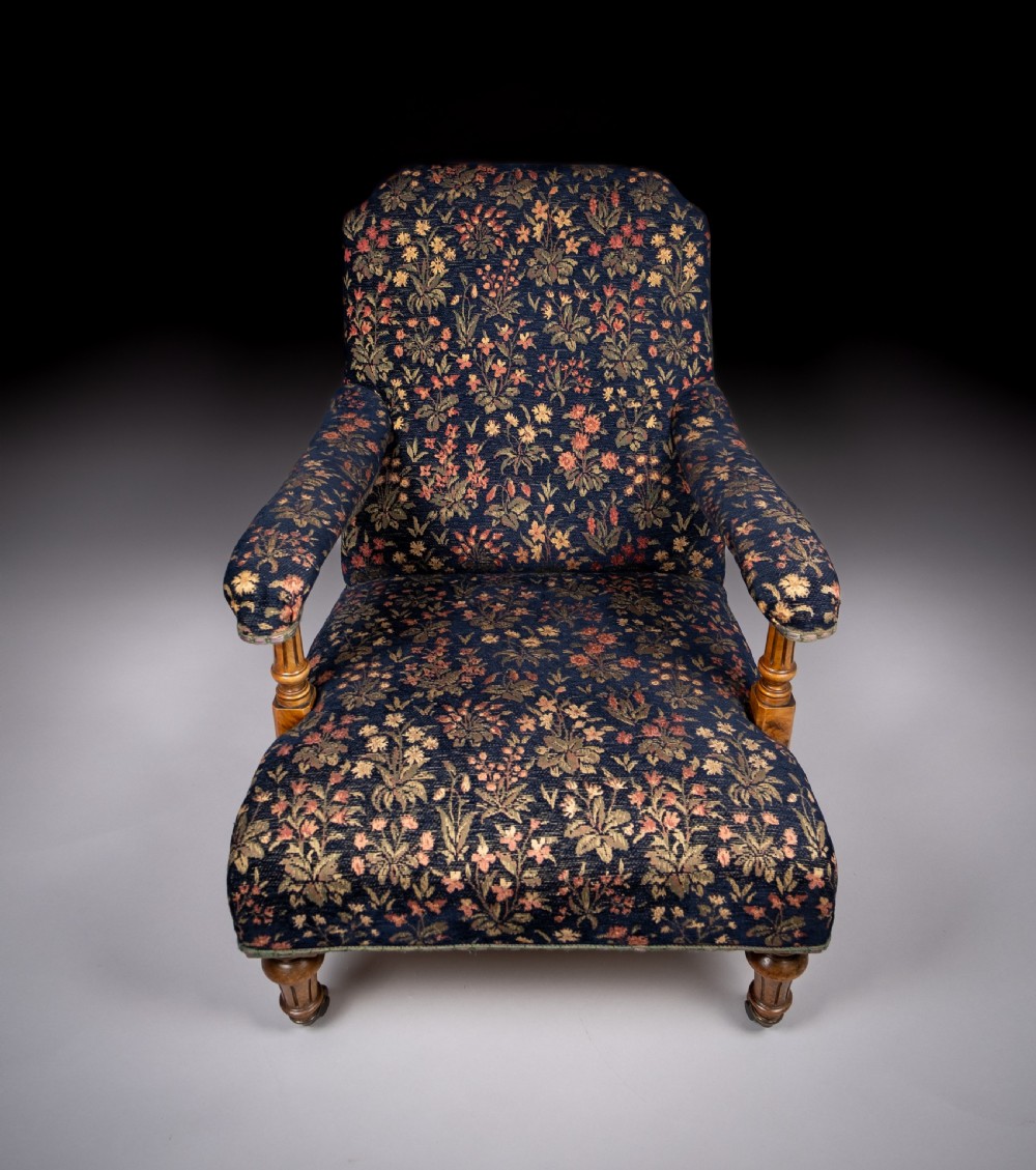 Howard Style Walnut Open Armchair, c.1880 (stamped) View VII
