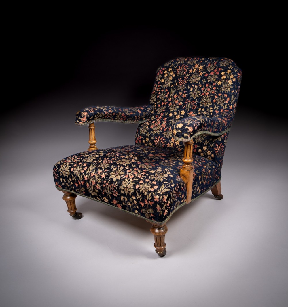 Howard Style Walnut Open Armchair, c.1880 (stamped) View VIII