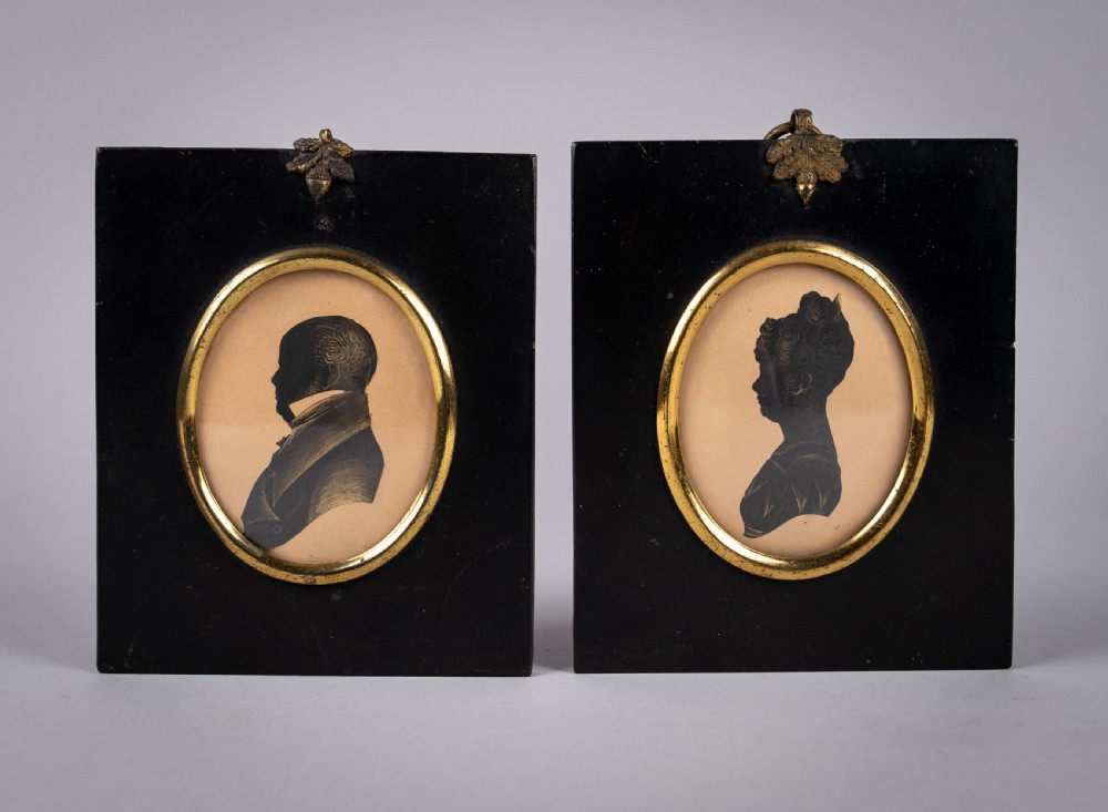 Near Pair Of Georgian Bronzed Silhouettes