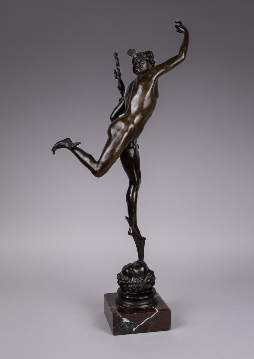 Large Grand Tour Bronze Of Mercury After Giambologna - Foundry Of Georgio Sommer.