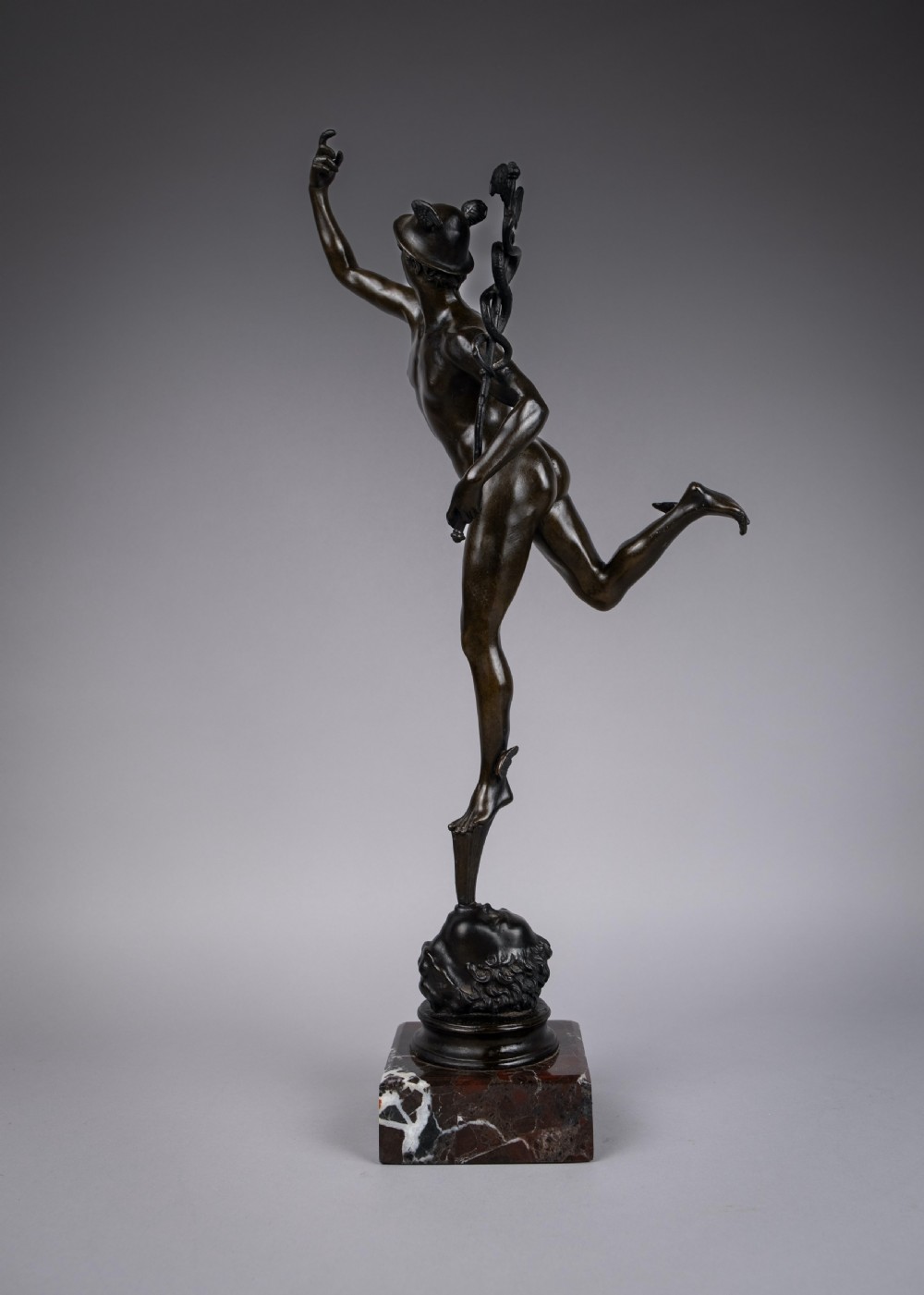 Large Grand Tour Bronze Of Mercury After Giambologna - Foundry Of Georgio Sommer. View V