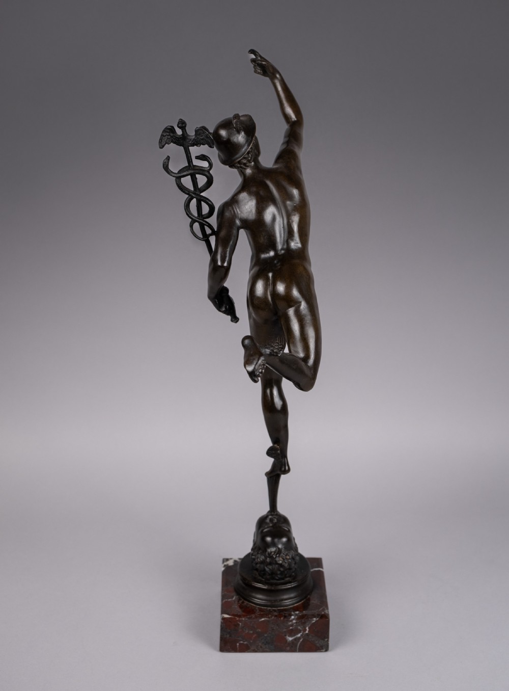 Large Grand Tour Bronze Of Mercury After Giambologna - Foundry Of Georgio Sommer. View VIII