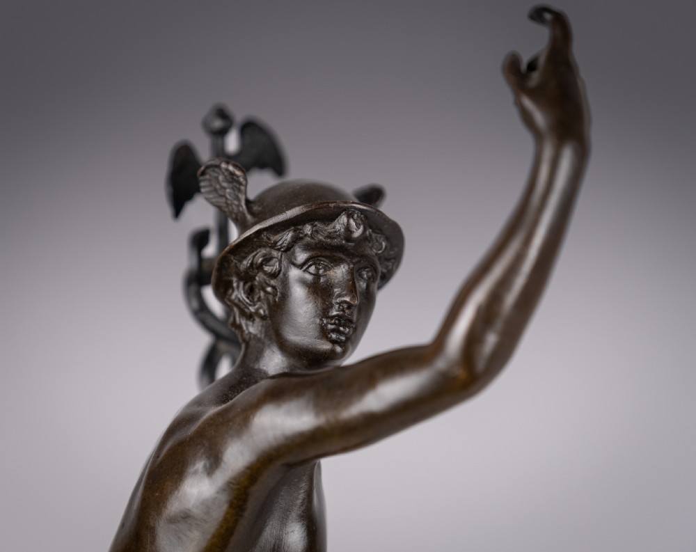 Large Grand Tour Bronze Of Mercury After Giambologna - Foundry Of Georgio Sommer. View IX
