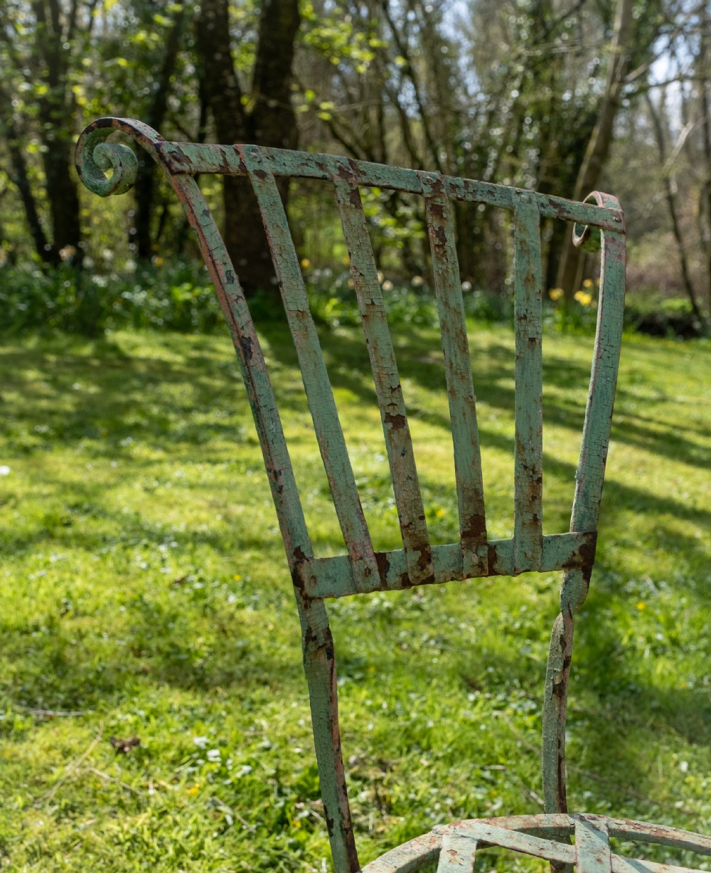 19th Century French Wrought Iron Garden Chairs - Set of 3. View X