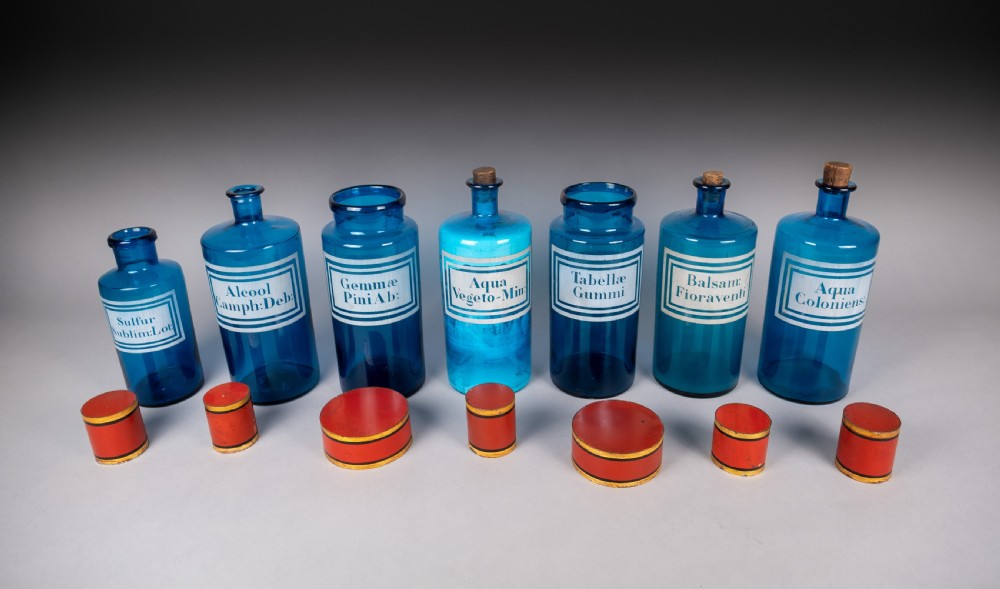 Set of Large 19th Century Blue Glass Apothecary Jars View IV