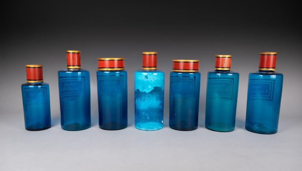 Set of Large 19th Century Blue Glass Apothecary Jars View IX