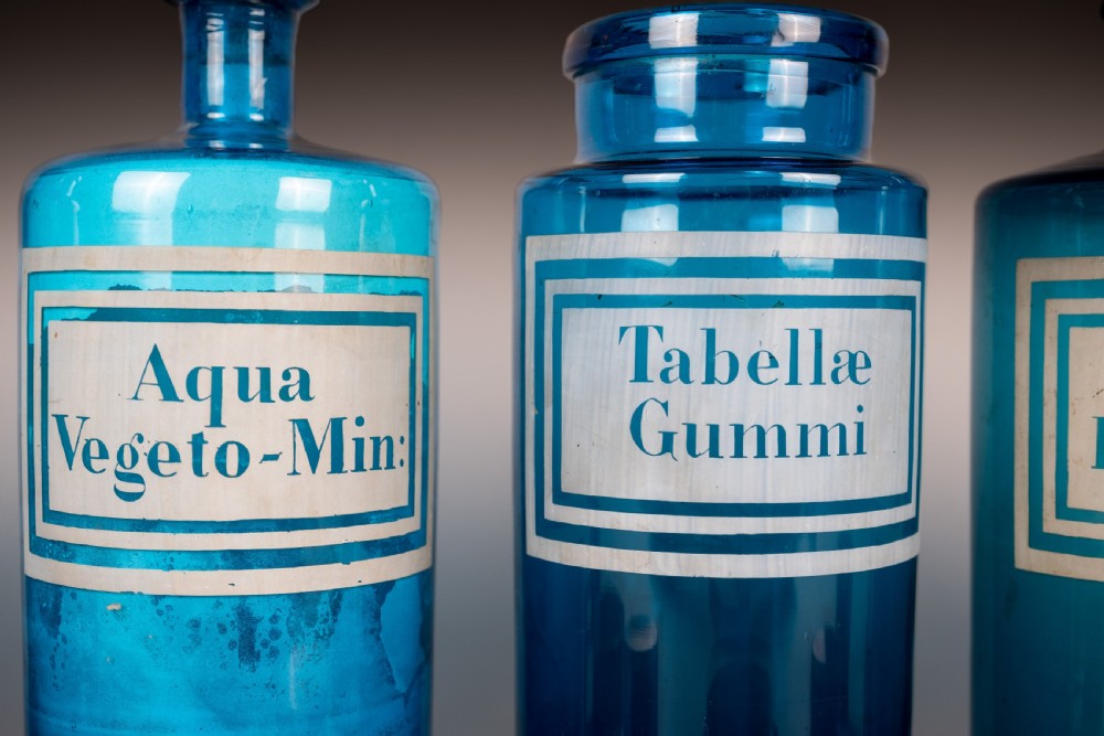 Set of Large 19th Century Blue Glass Apothecary Jars View XII