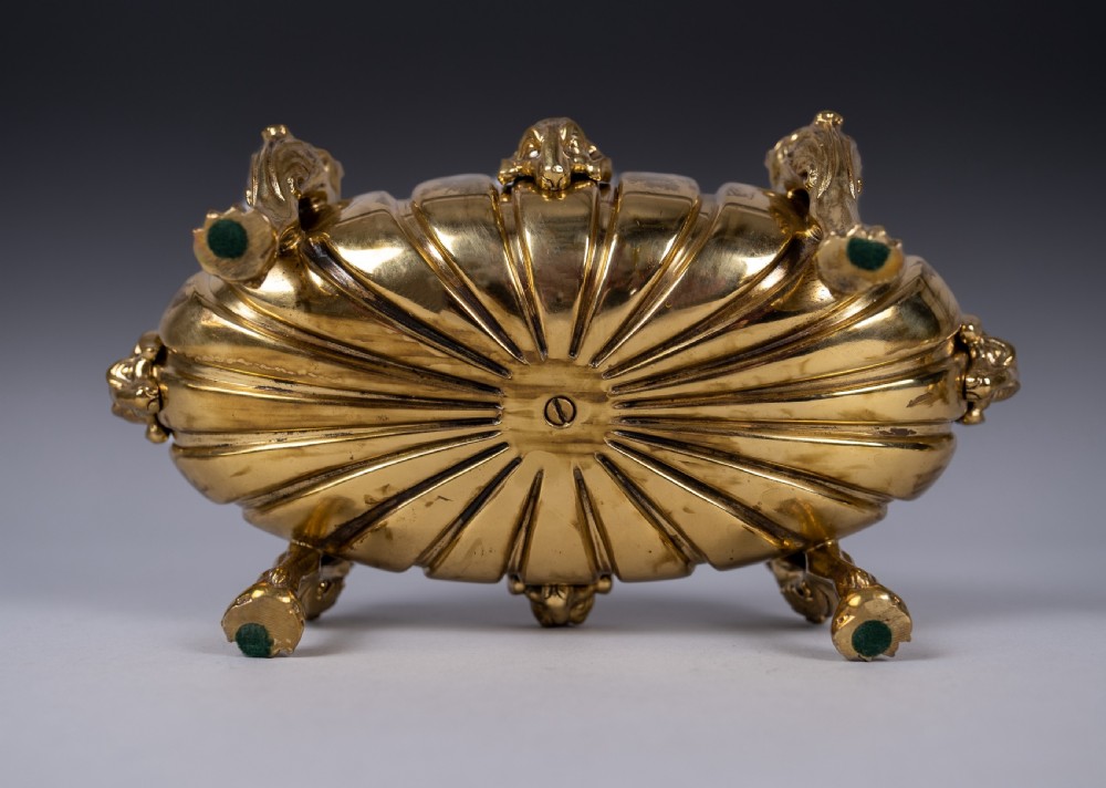 Large Gilt Bronze Inkwell With Hound & Monopedic Lion Legs View XI
