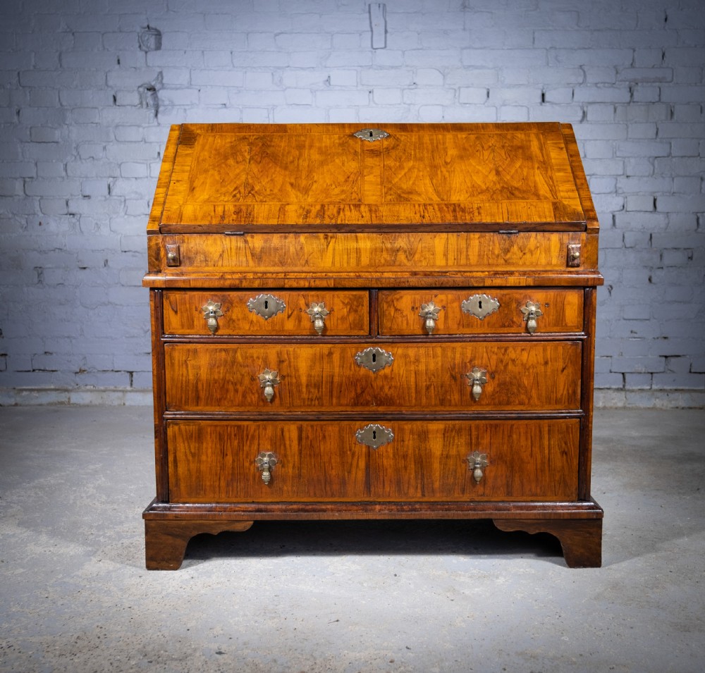 George I Walnut & Featherbanded Bureau, c.1720 View II