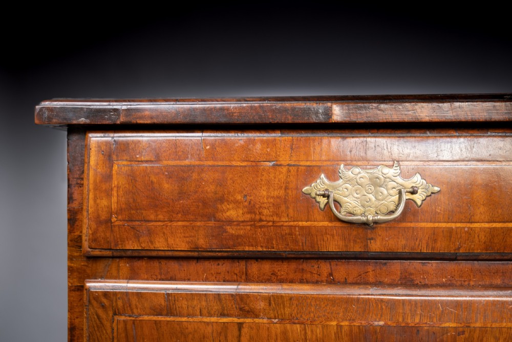 George II Walnut Cross Banded Chest Of Drawers, c.1740 View V