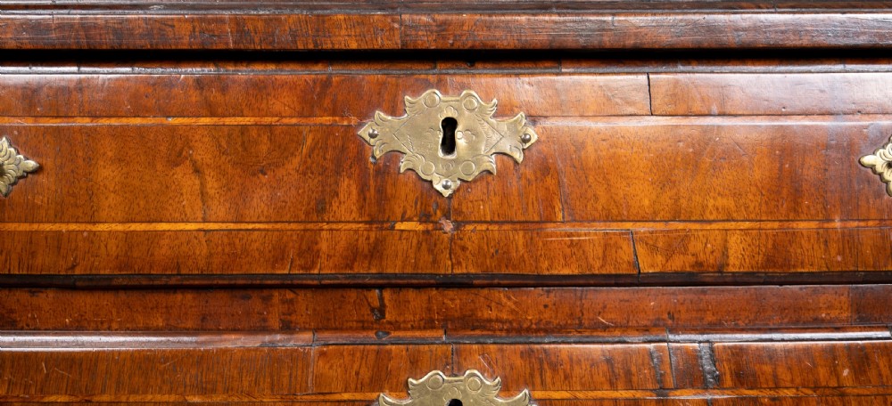 George II Walnut Cross Banded Chest Of Drawers, c.1740 View VI