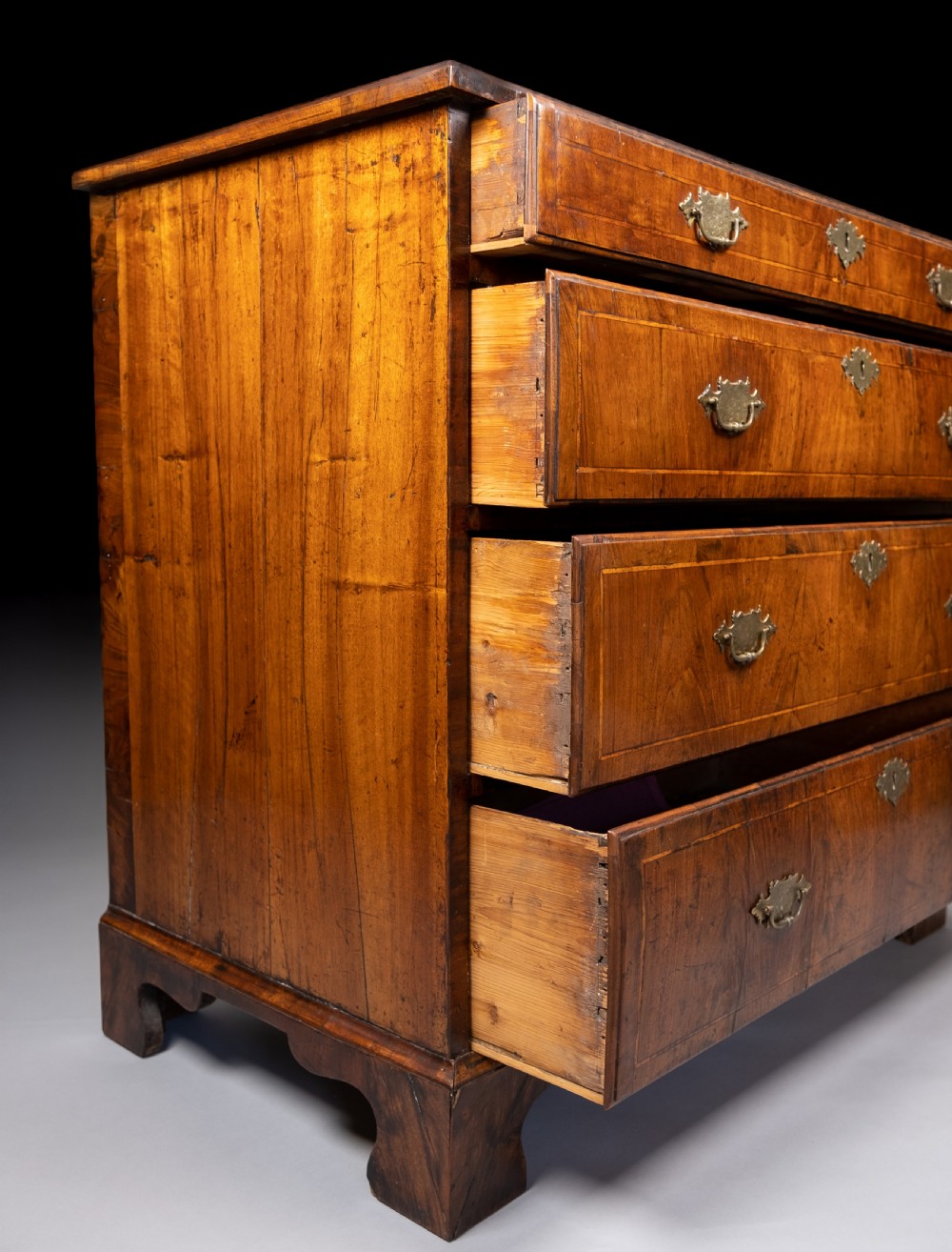 George II Walnut Cross Banded Chest Of Drawers, c.1740 View X