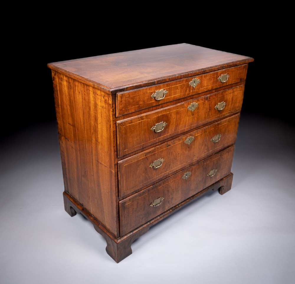 George II Walnut Cross Banded Chest Of Drawers, c.1740 View XII