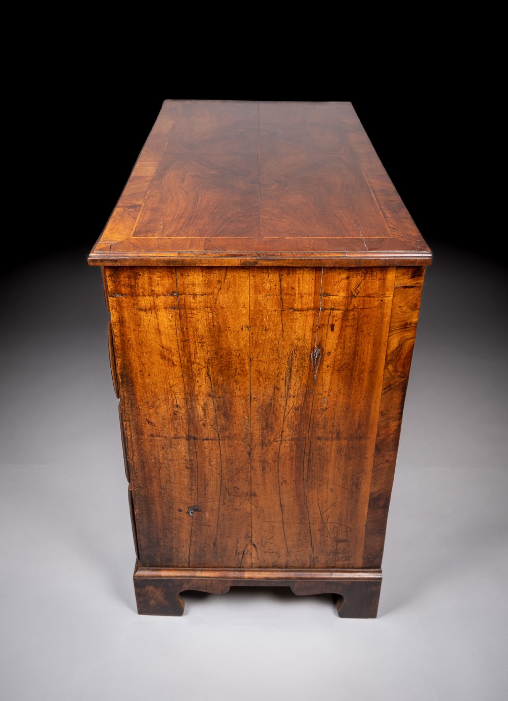 George II Walnut Cross Banded Chest Of Drawers, c.1740 View XIV