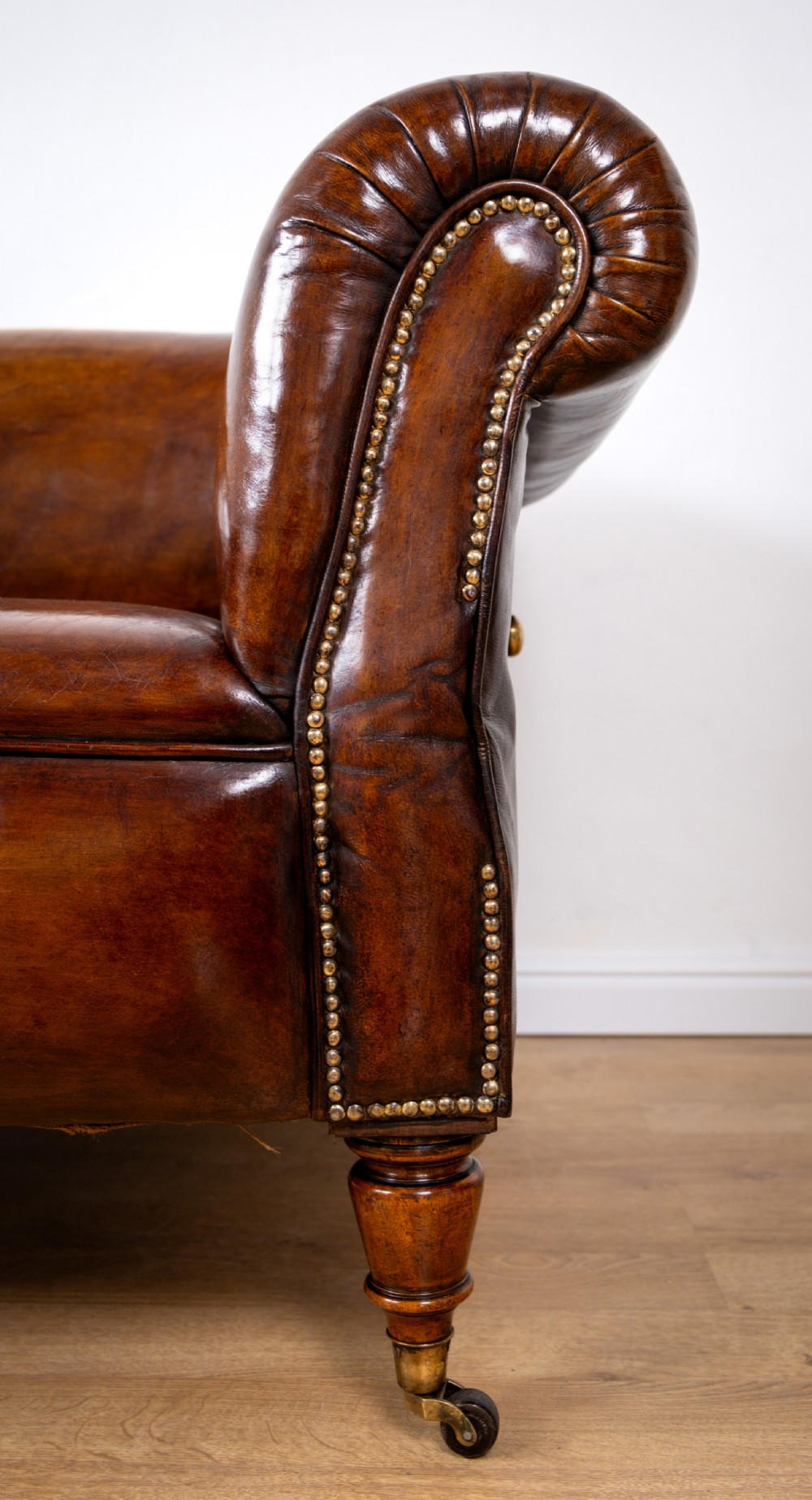 Victorian Double Drop-End Chesterfield Leather Sofa by Robertson & Coleman Ltd, Norwich. View VII