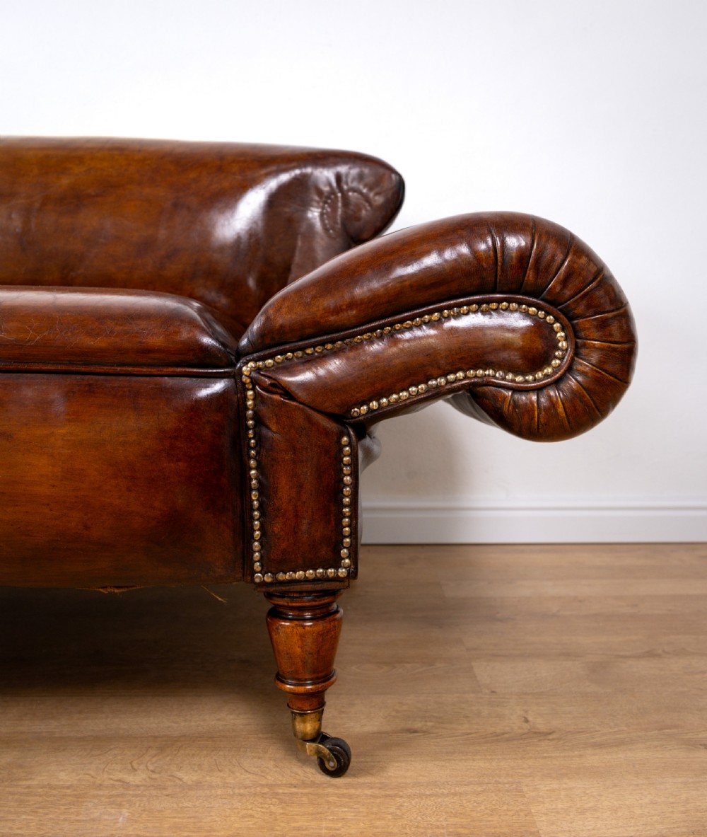 Victorian Double Drop-End Chesterfield Leather Sofa by Robertson & Coleman Ltd, Norwich. View VIII