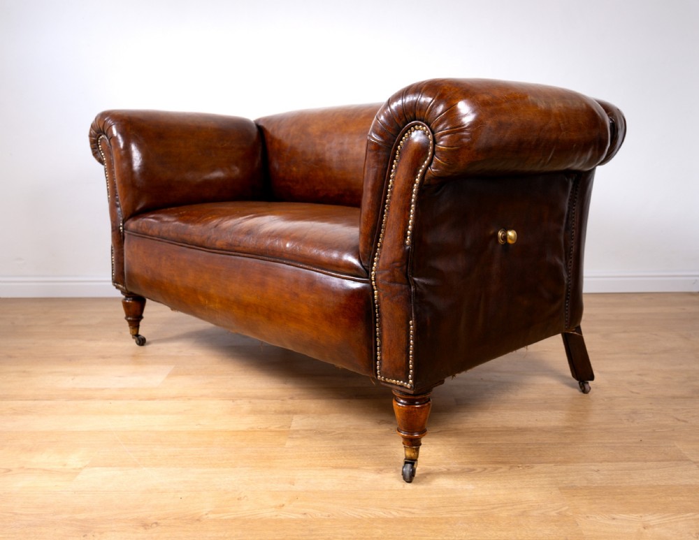 Victorian Double Drop-End Chesterfield Leather Sofa by Robertson & Coleman Ltd, Norwich. View XII