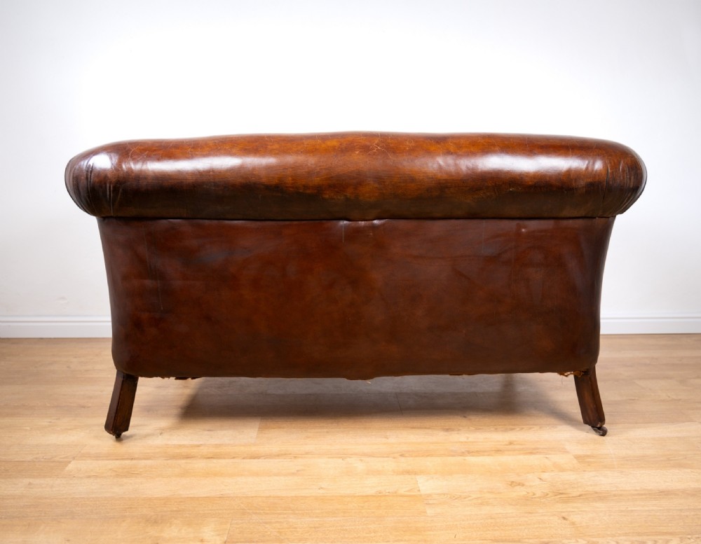 Victorian Double Drop-End Chesterfield Leather Sofa by Robertson & Coleman Ltd, Norwich. View XIV