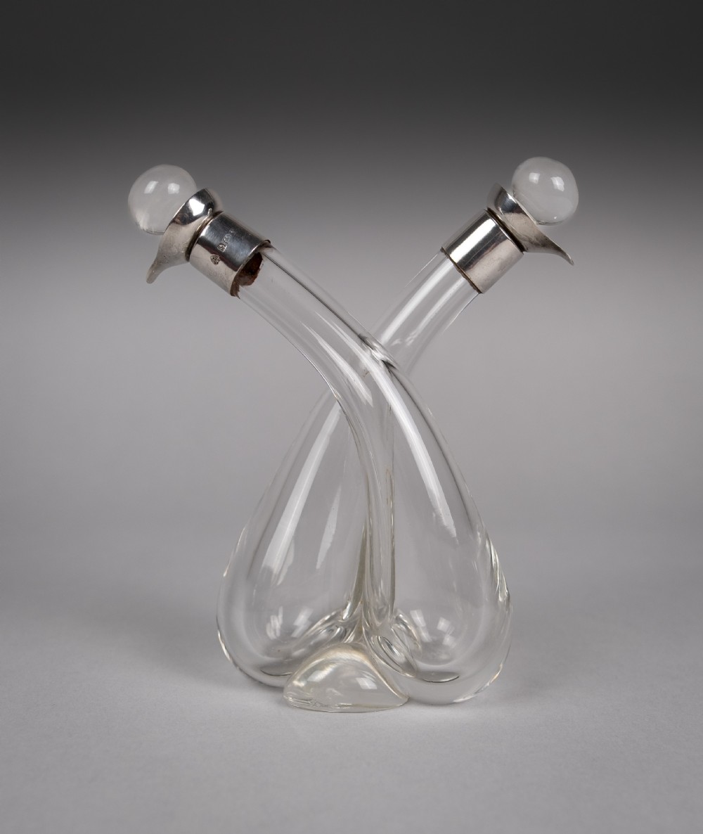 Sterling Silver Double Oil and Vinegar Bottle by William Hutton & Sons, 1922 View V