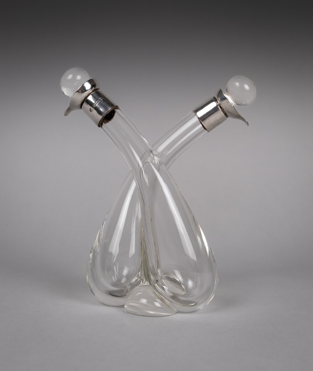 Sterling Silver Double Oil and Vinegar Bottle by William Hutton & Sons, 1922 View IX