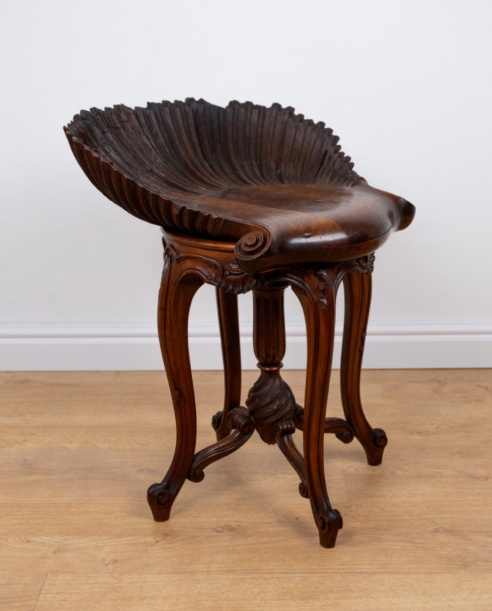 Late 19th Century Venetian Walnut Grotto Stool
