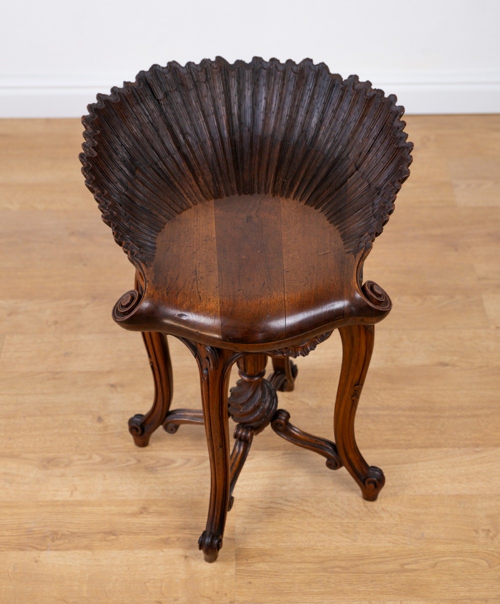 Late 19th Century Venetian Walnut Grotto Stool View II