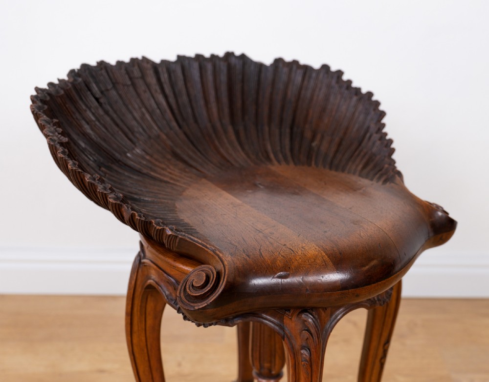 Late 19th Century Venetian Walnut Grotto Stool View IV