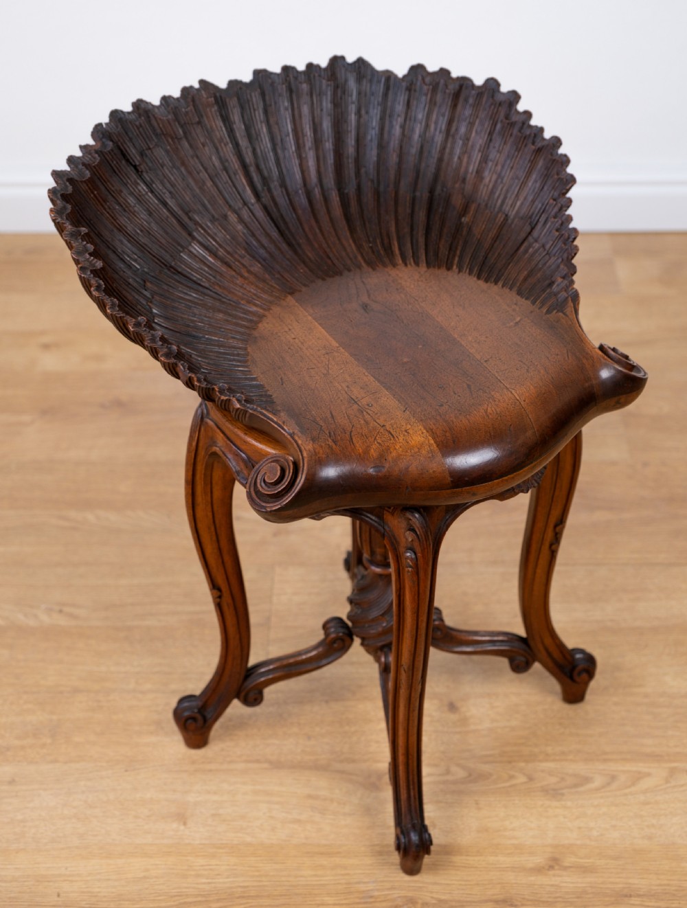 Late 19th Century Venetian Walnut Grotto Stool View VII