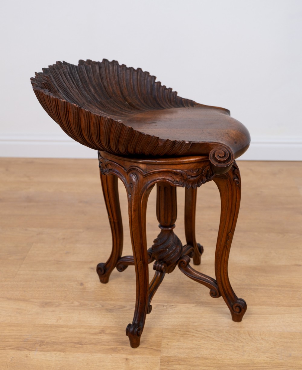 Late 19th Century Venetian Walnut Grotto Stool View VIII