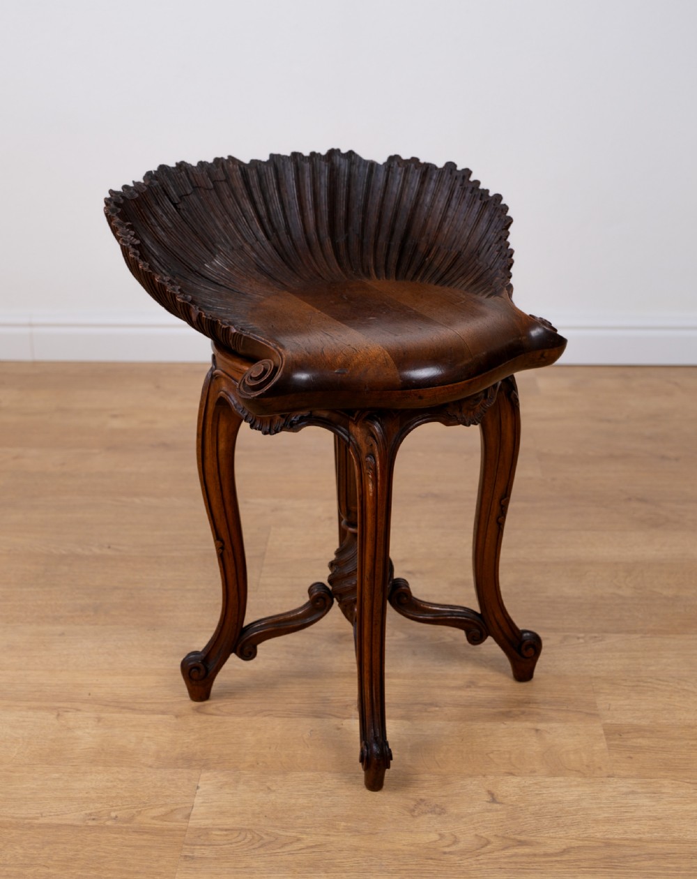 Late 19th Century Venetian Walnut Grotto Stool View IX