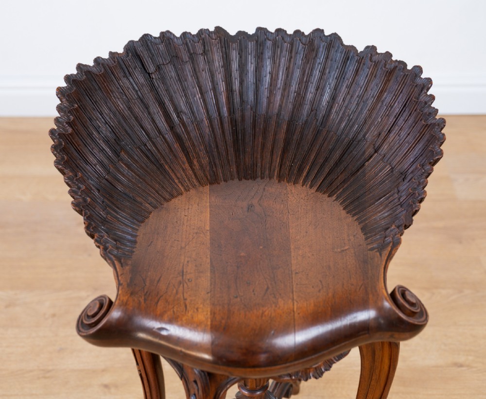 Late 19th Century Venetian Walnut Grotto Stool View X