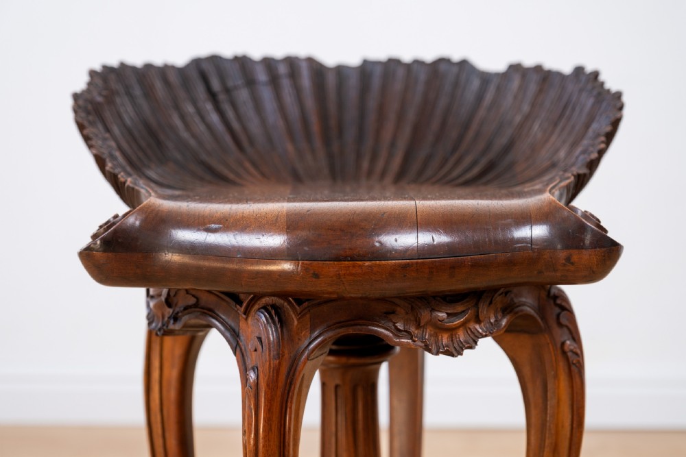 Late 19th Century Venetian Walnut Grotto Stool View XIV