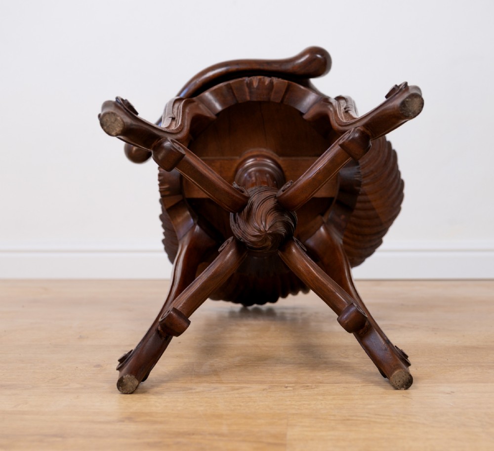 Late 19th Century Venetian Walnut Grotto Stool View XIX