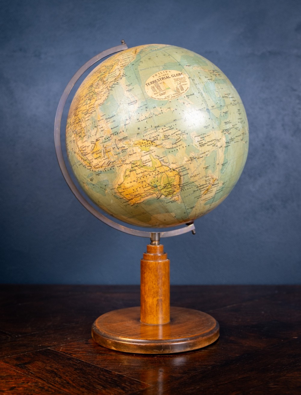 Art Deco Philips 12 Inch Terrestrial Globe, c.1930s
