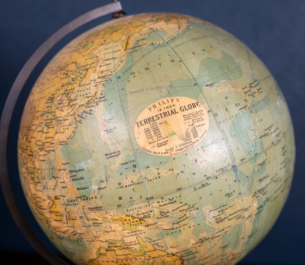 Art Deco Philips 12 Inch Terrestrial Globe, c.1930s View IX
