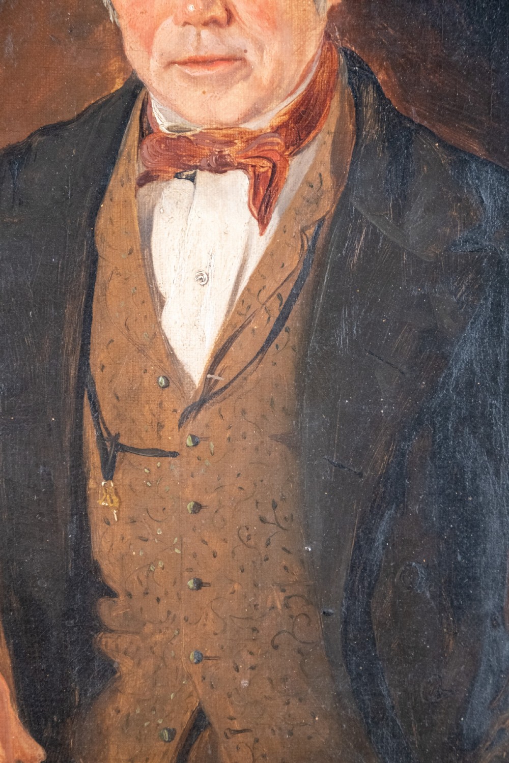 19th Century Portrait Of A Gentleman. Oil On Canvas. View IV