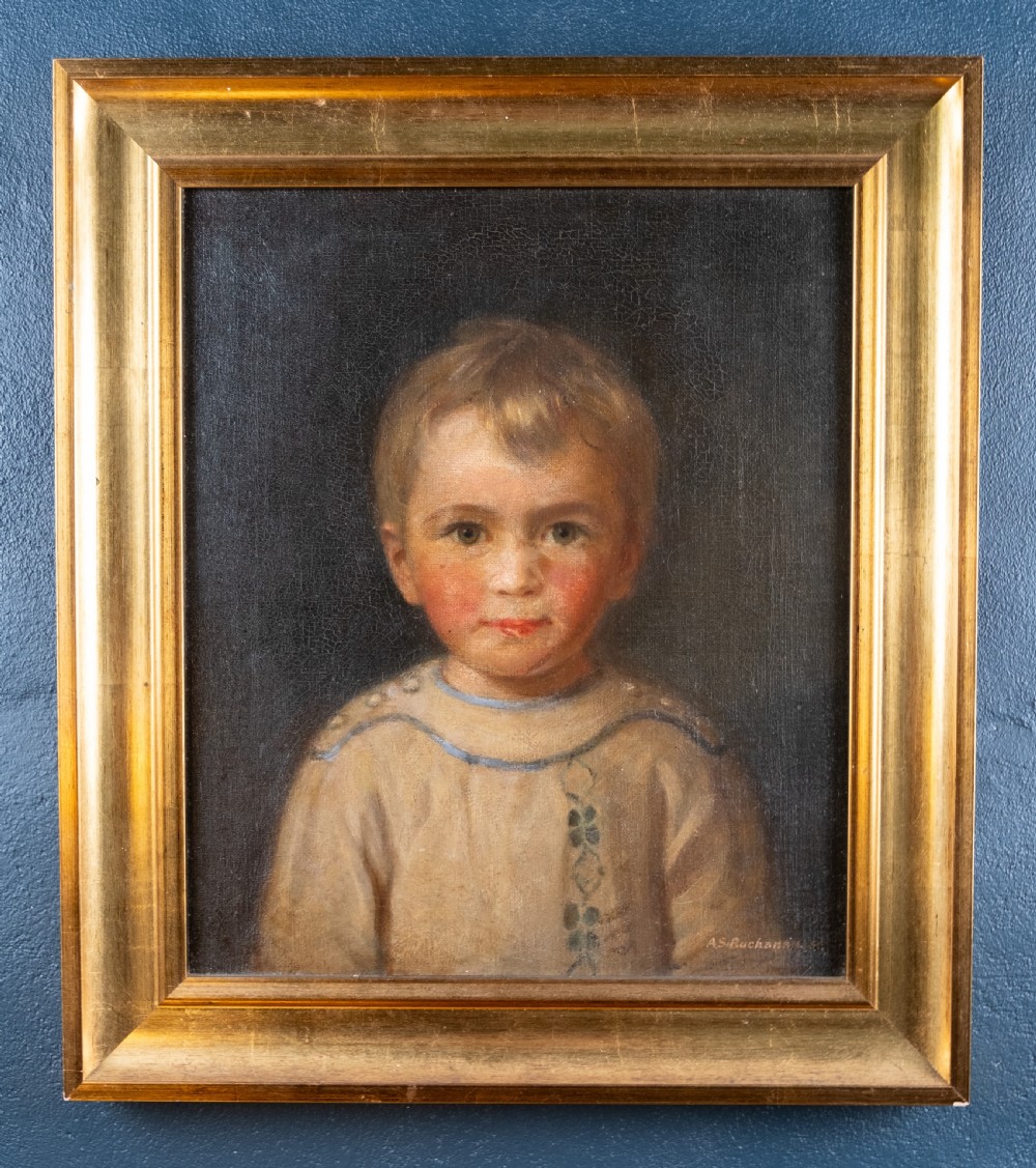Alexander Strahan Buchanan (1870-1956) - Portrait Of Alexander Norman Buchanan, Aged 3. Oil On Canvas.  View II
