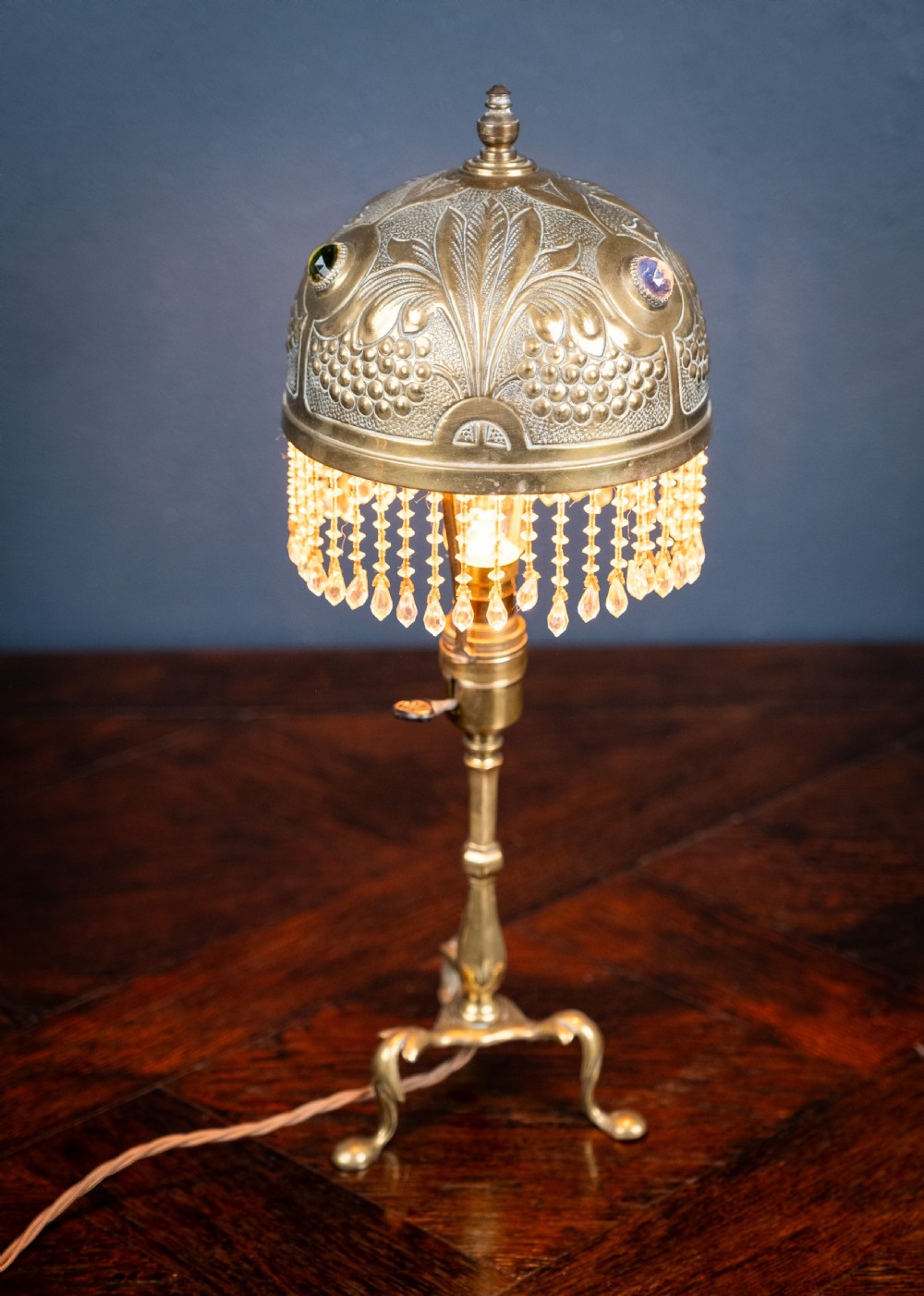 Art Nouveau Jewelled Brass Pullman's Carriage Lamp