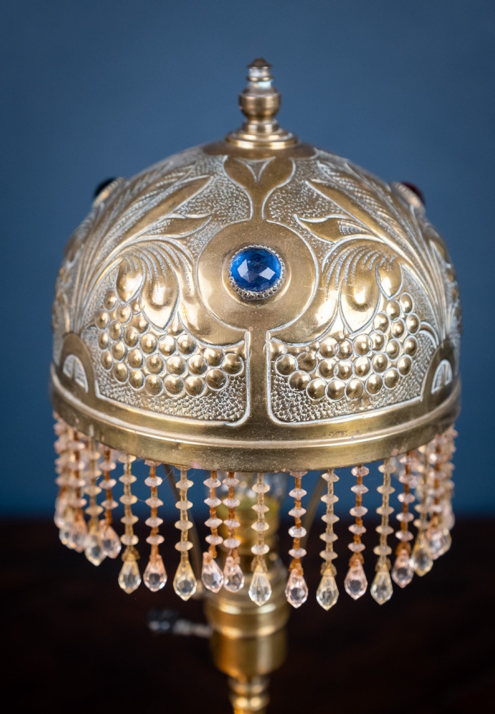 Art Nouveau Jewelled Brass Pullman's Carriage Lamp View III